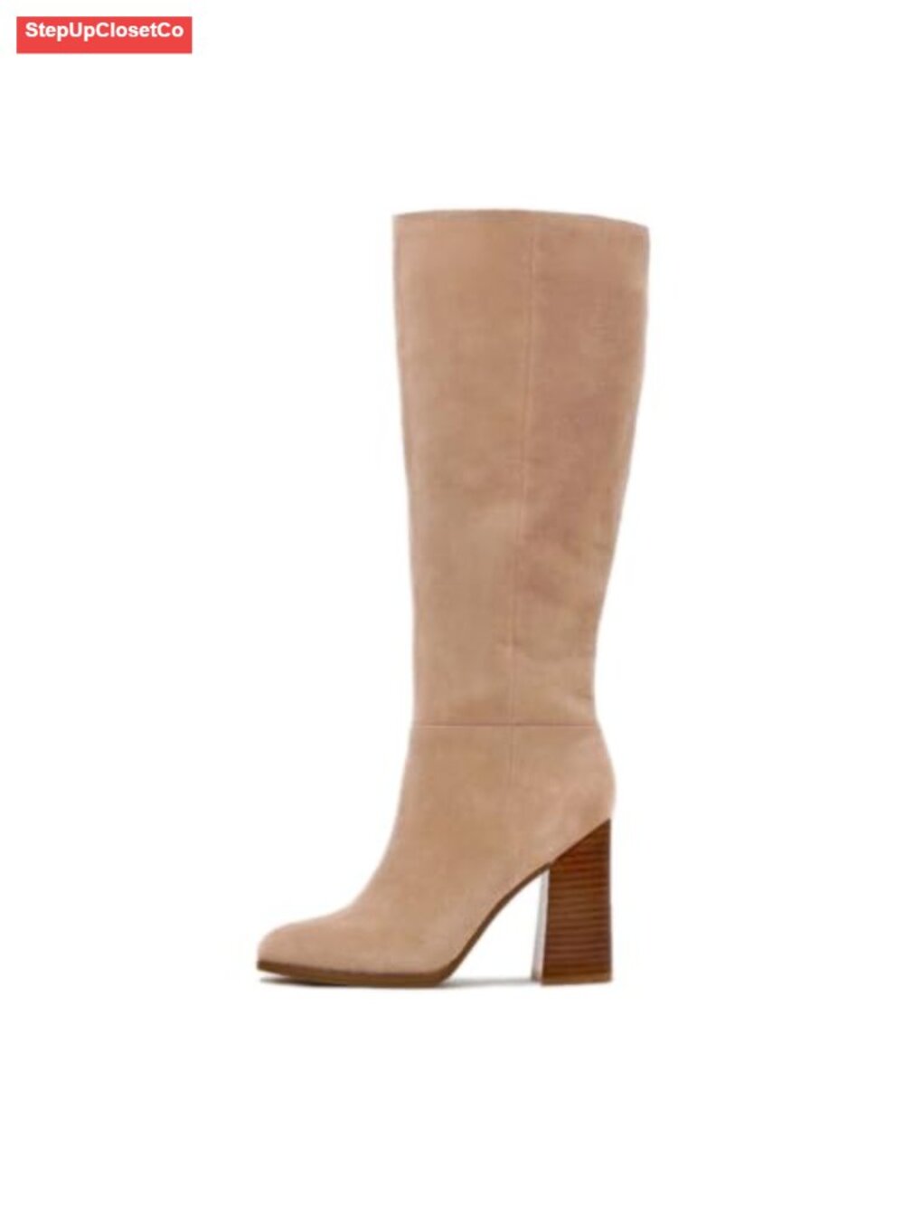 Suede Knee High Boots Chunky Heel Tall Slouch Boot For Women